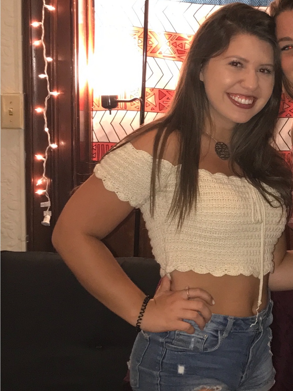 Beige Cropped Knit Off-Shoulder Top